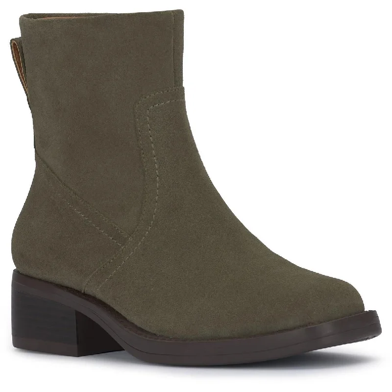 Lucky Brand Womens KAZEY Leather Stacked Heel Ankle Boots