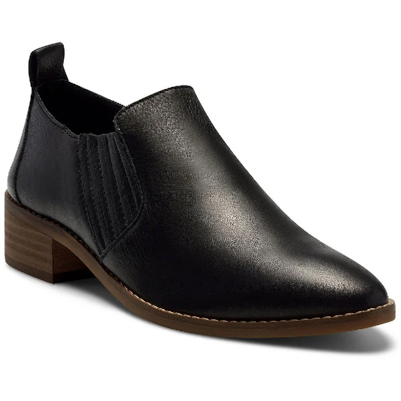 Lucky Brand Womens Lenci Leather Slip On Block Heel Boot