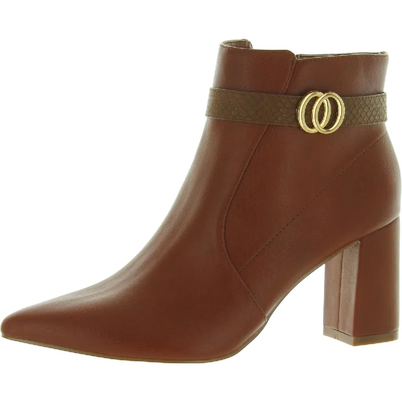 New York & Company Womens Faux Leather Pointed Toe Booties