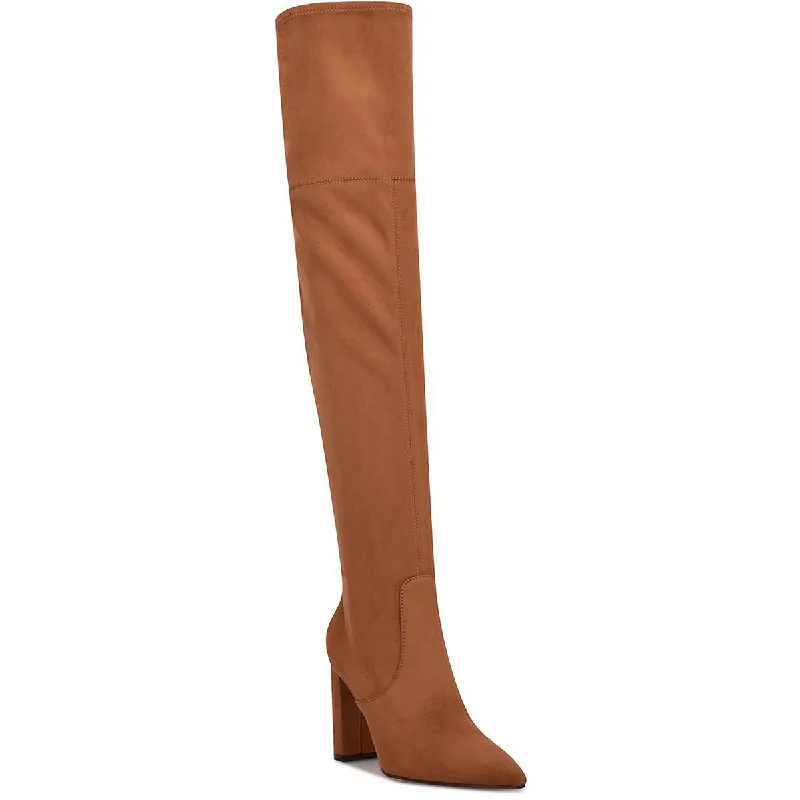 Nine West Womens Daser 2 Faux Suede Wide Calf Over-The-Knee Boots