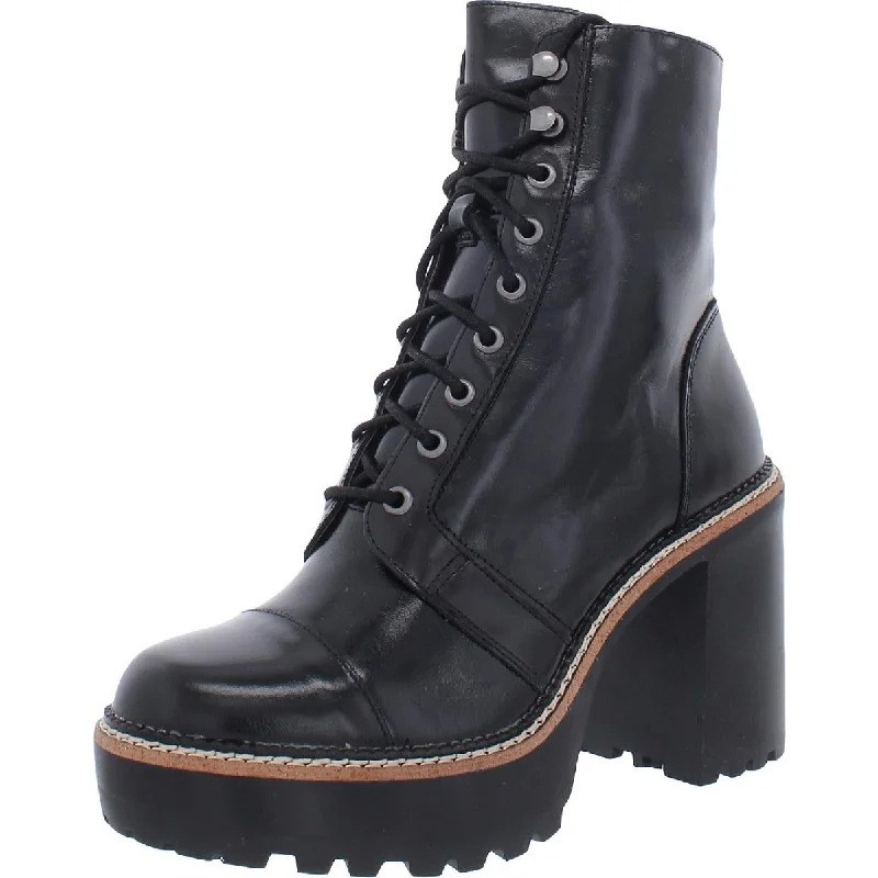 Steve Madden Womens Core Leather Platform Combat & Lace-up Boots