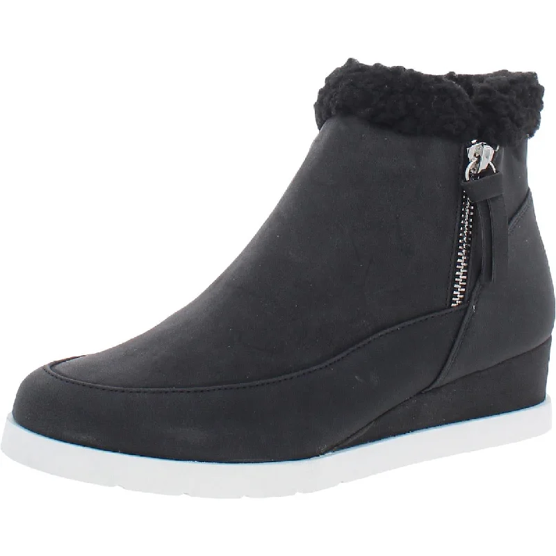 Style & Co. Womens Faux Leather Double Zipper Booties