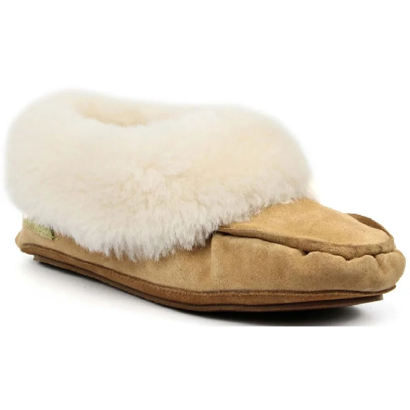 Super Lamb Womens Mocasin 19 Sheepskin Leather Fleece Booties