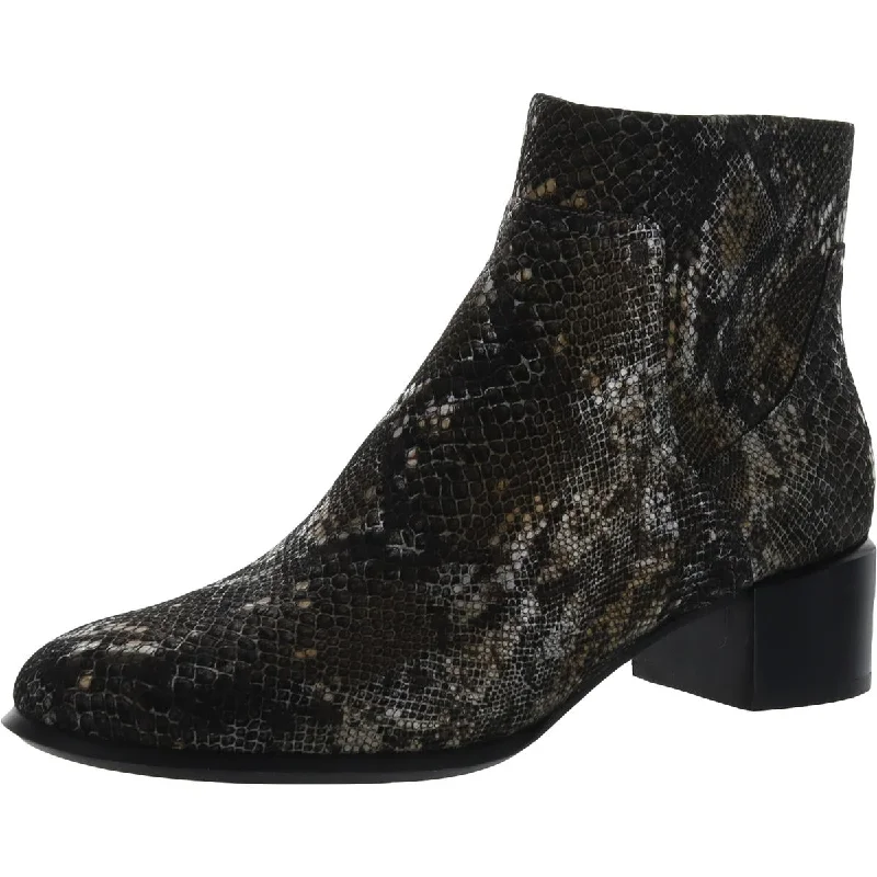 Vionic Womens Kamryn Leather Snake Print Ankle Boots