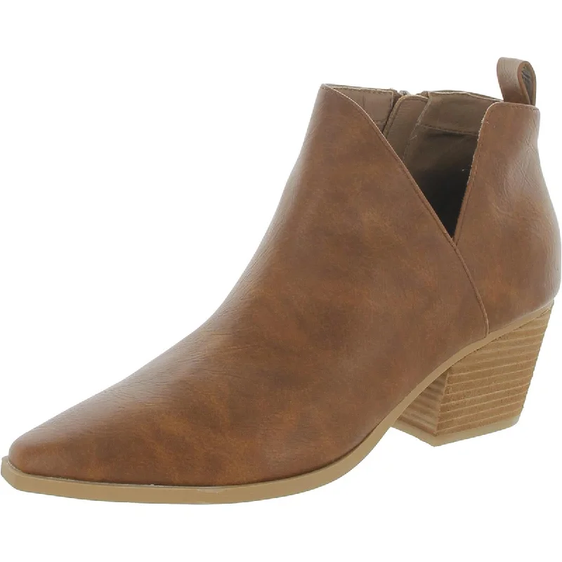 Yellow Box Womens Capriana Faux Leather Stacked Heel Ankle Boots