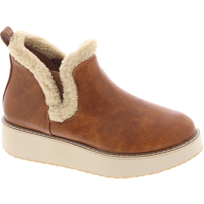 Yellow Box Womens Korena  Pull On Faux Leather Ankle Boots