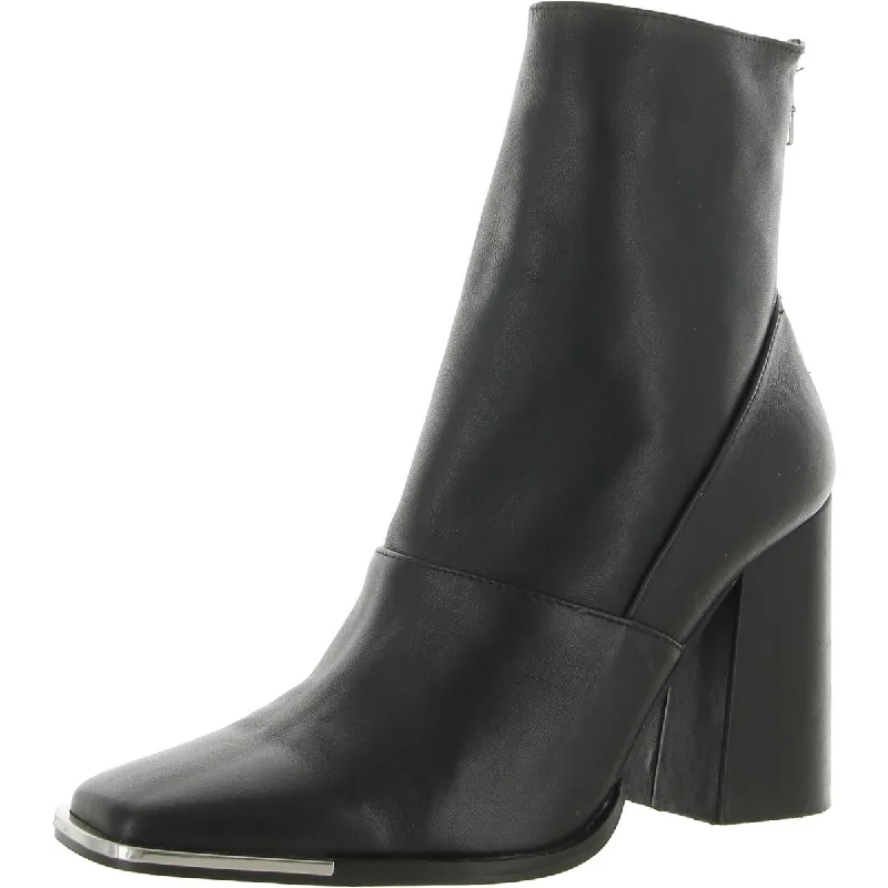 Steve Madden Womens Excess Leather Square Toe Ankle Boots