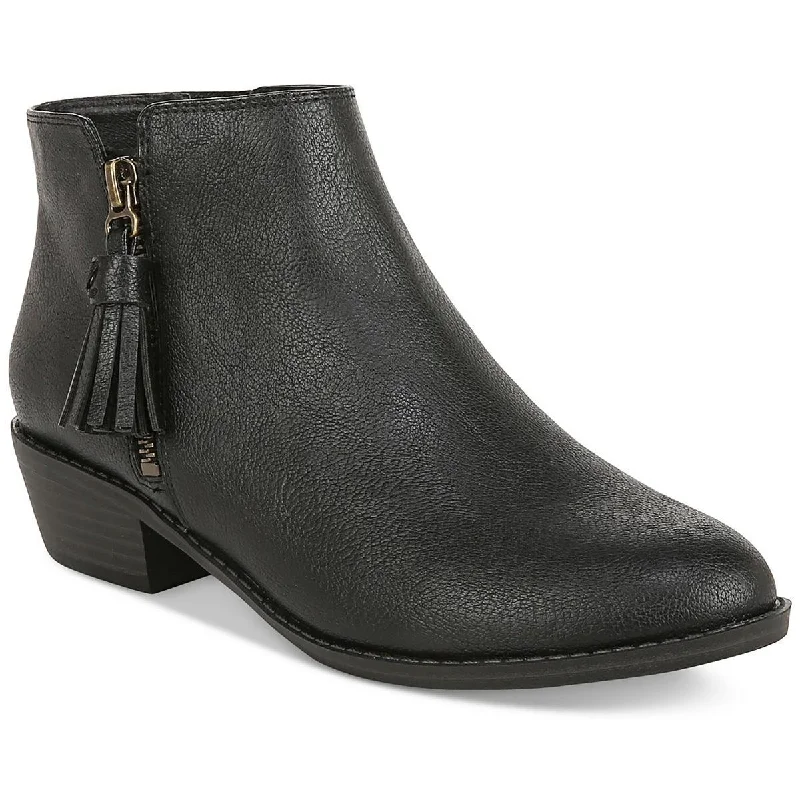 Zodiac Womens Val Western Faux Leather Stacked Heel Ankle Boots
